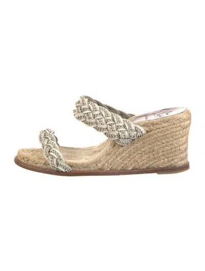 Pre-owned Christian Louboutin Leather Patterned Espadrilles In White
