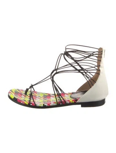 Pre-owned Christian Louboutin Leather Patterned Gladiator Sandals In Multicolor