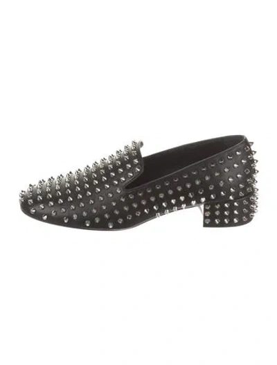 Pre-owned Christian Louboutin Leather Patterned Loafers In Black