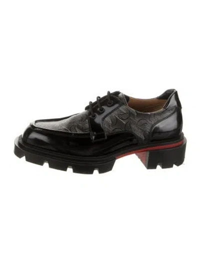Pre-owned Christian Louboutin Leather Patterned Oxfords In Black