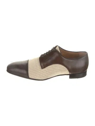Pre-owned Christian Louboutin Leather Patterned Oxfords In Brown