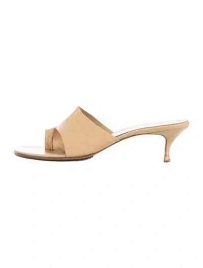 Pre-owned Christian Louboutin Leather Patterned Slides In Neutrals