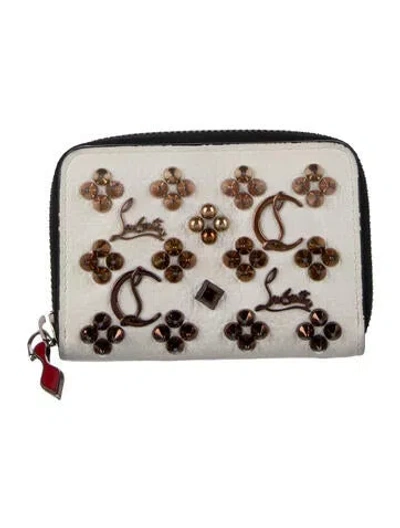 Pre-owned Christian Louboutin Leather Patterned Wallet In White