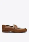 Christian Louboutin Leather Penny Loafers In Brown
