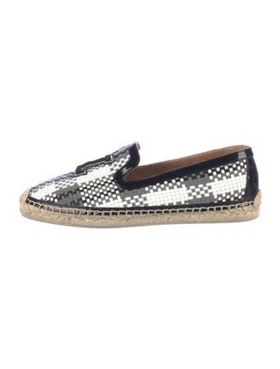 Pre-owned Christian Louboutin Leather Plaid Print Espadrilles In Black/grey