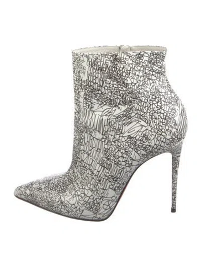Pre-owned Christian Louboutin Leather Printed Boots In White