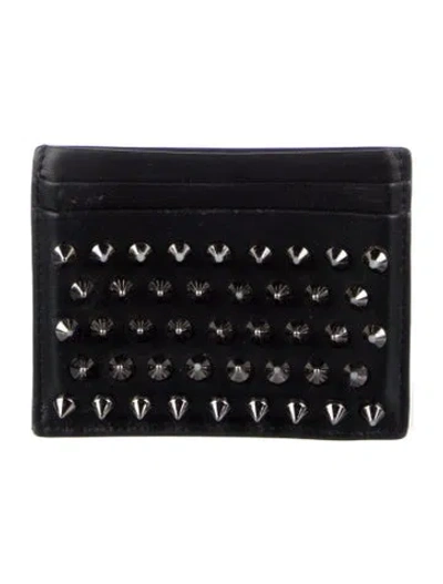 Pre-owned Christian Louboutin Leather Printed Card Holder In Black