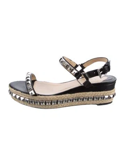 Pre-owned Christian Louboutin Leather Printed Espadrilles In Black