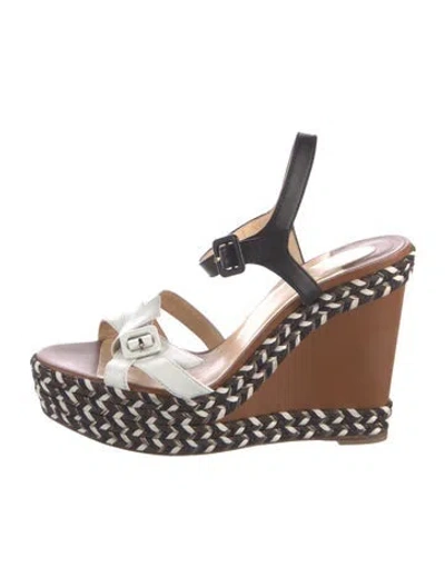 Pre-owned Christian Louboutin Leather Printed Espadrilles In White