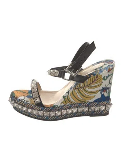 Pre-owned Christian Louboutin Leather Printed Espadrilles In White