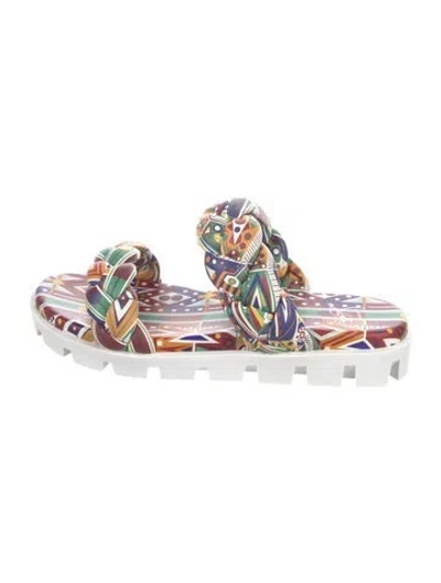 Pre-owned Christian Louboutin Leather Printed Gladiator Sandals In Multi