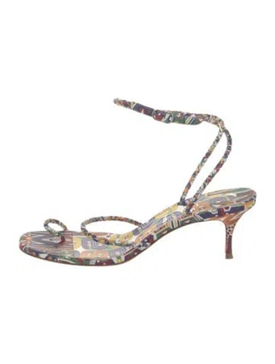 Pre-owned Christian Louboutin Leather Printed Gladiator Sandals In Orange