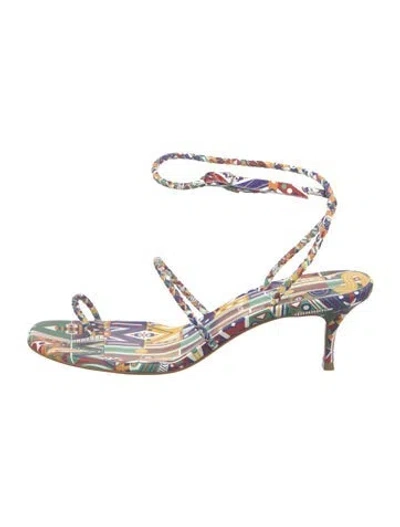 Pre-owned Christian Louboutin Leather Printed Sandals In Blue