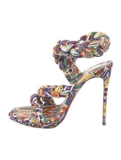 Pre-owned Christian Louboutin Leather Printed Sandals In Multi