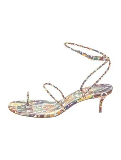 Pre-owned Christian Louboutin Leather Printed Sandals In Multi