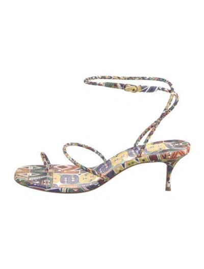 Pre-owned Christian Louboutin Leather Printed Sandals In White