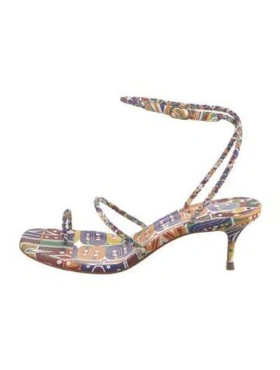 Pre-owned Christian Louboutin Leather Printed Sandals In White