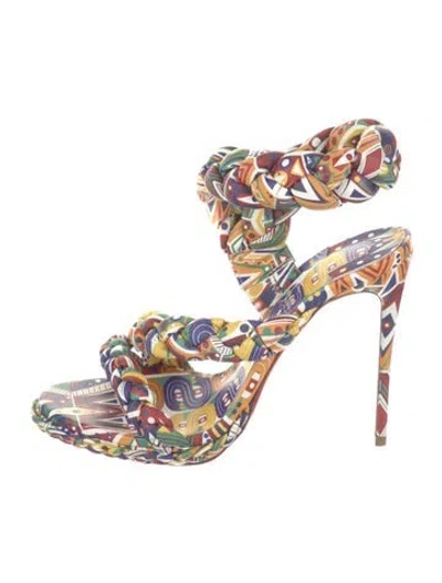 Pre-owned Christian Louboutin Leather Printed Sandals In White