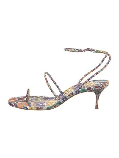 Pre-owned Christian Louboutin Leather Printed Sandals In Yellow