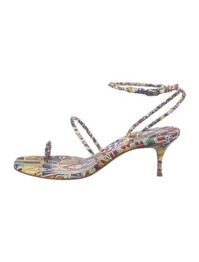 Pre-owned Christian Louboutin Leather Printed Sandals In Yellow