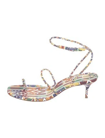 Pre-owned Christian Louboutin Leather Printed Sandals In Yellow