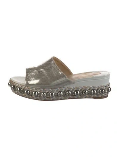 Pre-owned Christian Louboutin Leather Printed Slides