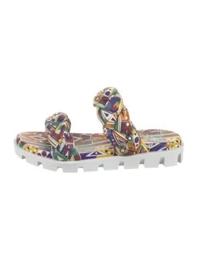 Pre-owned Christian Louboutin Leather Printed Slides In Multi