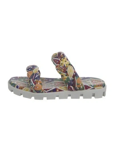 Pre-owned Christian Louboutin Leather Printed Slides In Multi