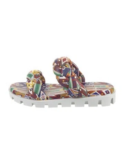 Pre-owned Christian Louboutin Leather Printed Slides In Multi