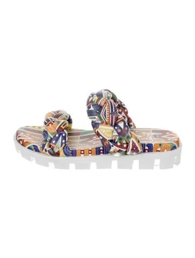 Pre-owned Christian Louboutin Leather Printed Slides In Multi