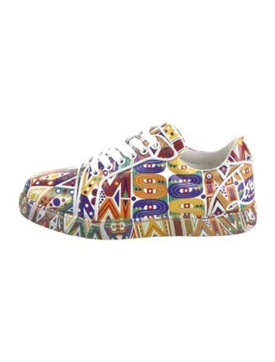 Pre-owned Christian Louboutin Leather Printed Sneakers In Purple