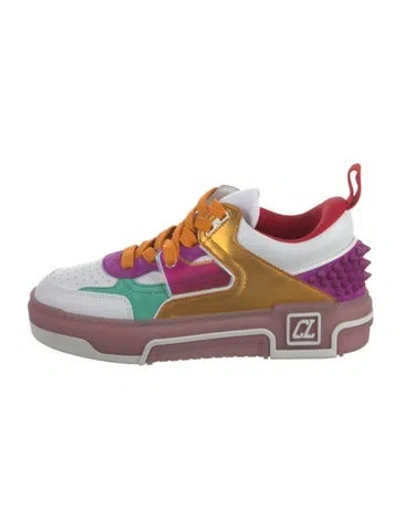 Pre-owned Christian Louboutin Leather Printed Sneakers In White