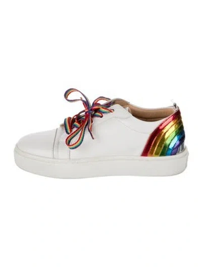 Pre-owned Christian Louboutin Leather Printed Sneakers In White