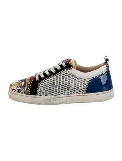 Pre-owned Christian Louboutin Leather Printed Sneakers In White