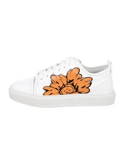 Pre-owned Christian Louboutin Leather Printed Sneakers In White