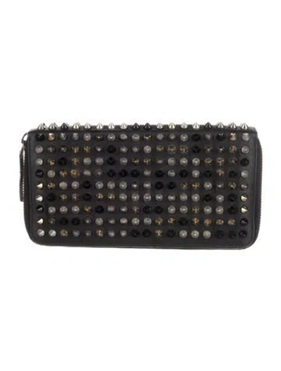 Pre-owned Christian Louboutin Leather Printed Wallet In Black