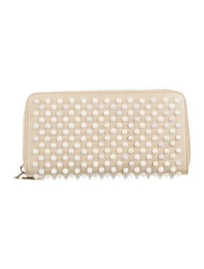 Pre-owned Christian Louboutin Leather Printed Wallet In Neutral