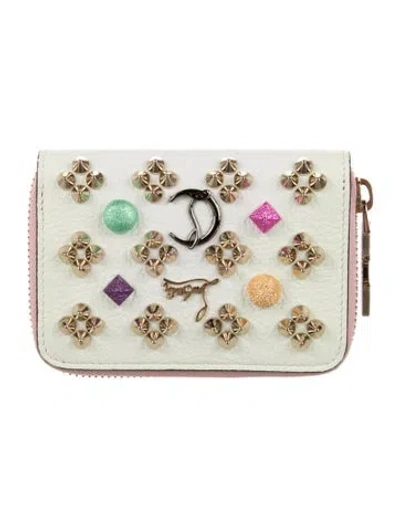 Pre-owned Christian Louboutin Leather Printed Wallet In White