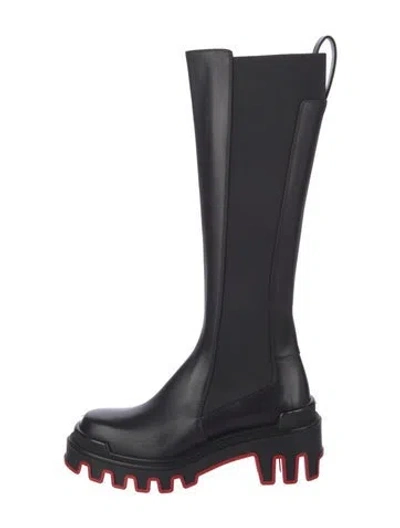 Pre-owned Christian Louboutin Leather Rain Boots In Black