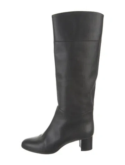 Pre-owned Christian Louboutin Leather Riding Boots In Black