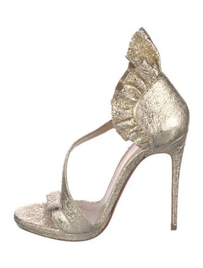 Pre-owned Christian Louboutin Leather Ruffle Embellishment Sandals