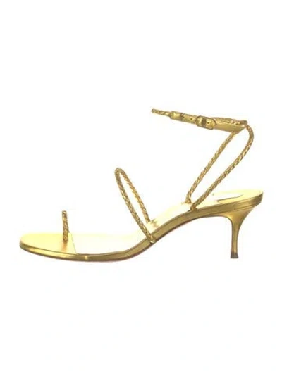 Pre-owned Christian Louboutin Leather Sandals In Gold