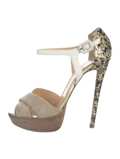 Pre-owned Christian Louboutin Leather Sandals In Neutral