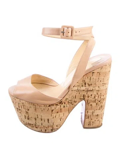 Pre-owned Christian Louboutin Leather Sandals In Neutral