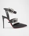 Christian Louboutin Giddylina 100 Buckle-embellished Leather Pumps In Black