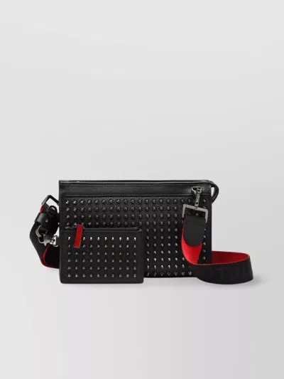 Christian Louboutin Leather Shoulder Bag Studded In Black
