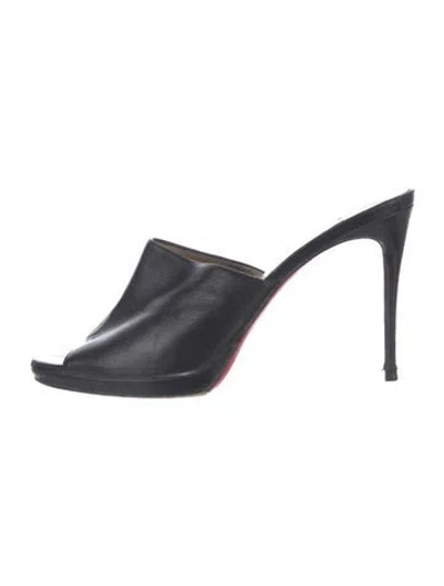 Pre-owned Christian Louboutin Leather Slides In Black