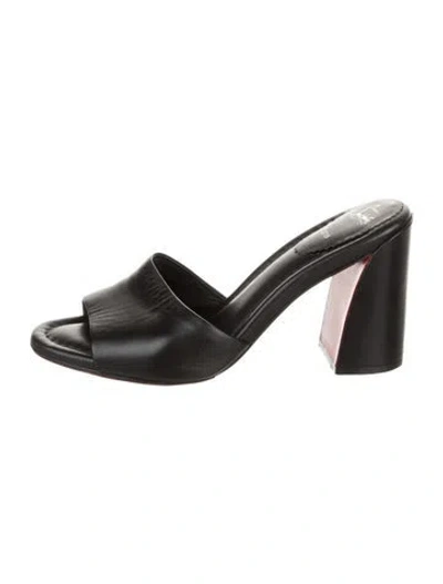 Pre-owned Christian Louboutin Leather Slides In Black