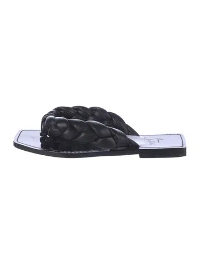 Pre-owned Christian Louboutin Leather Slides In Black