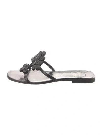 Pre-owned Christian Louboutin Leather Slides In Black